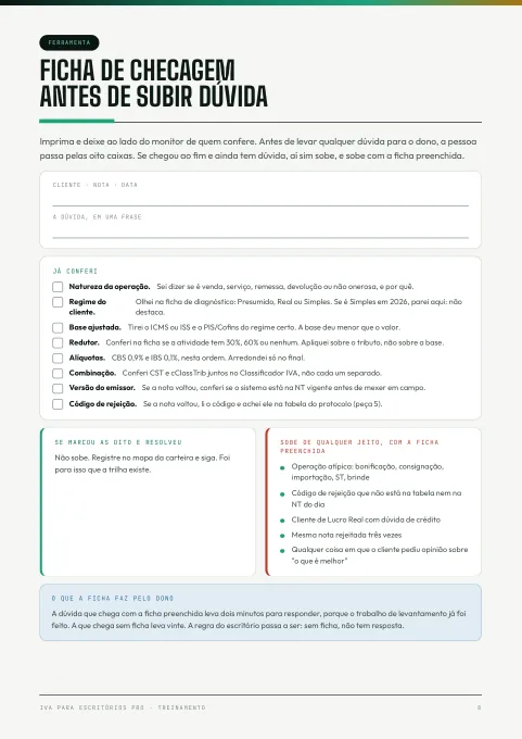 Peça 2 · a ficha de checagem do auxiliar